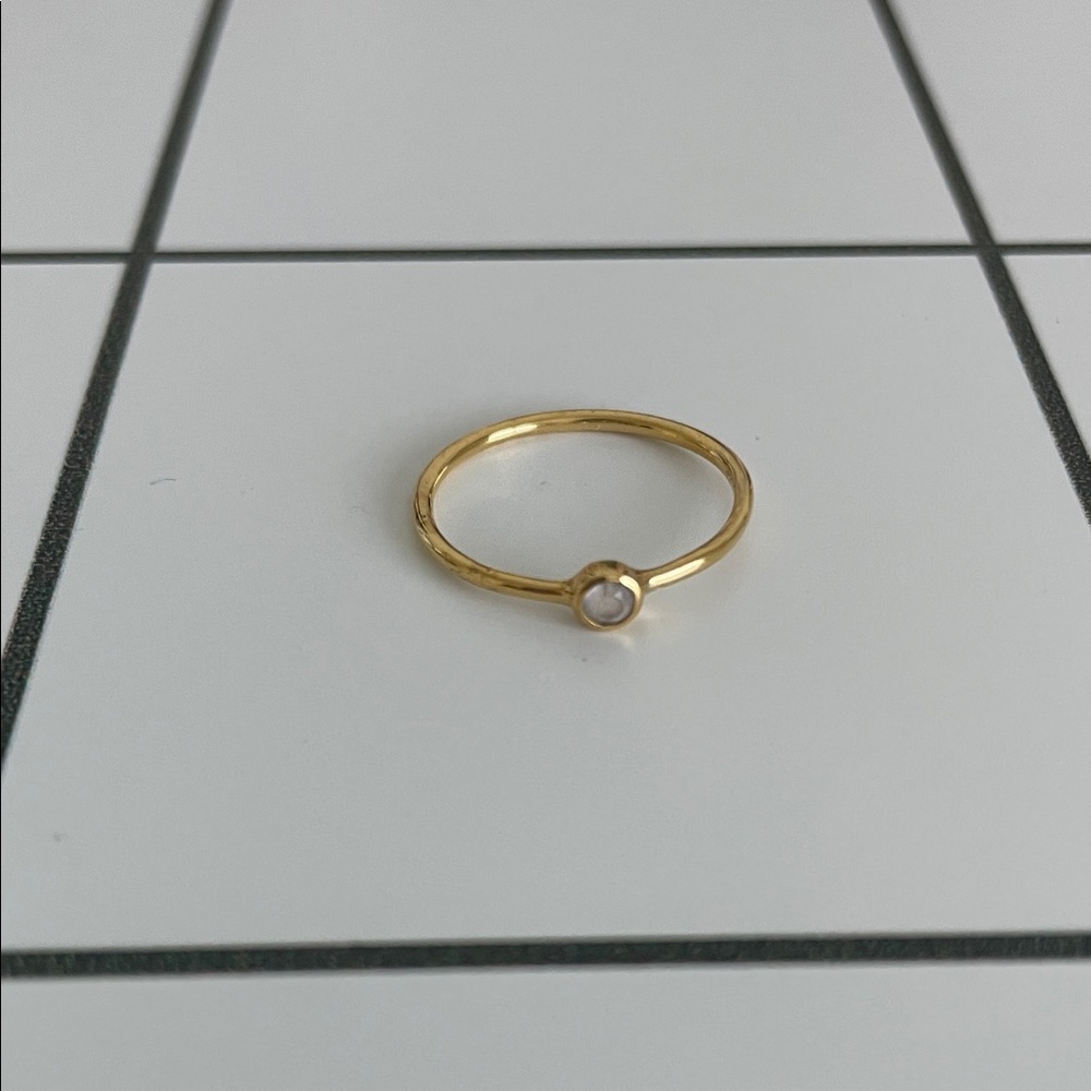 Gold Ring with Pearl Accent